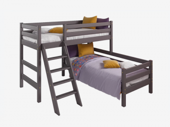 Угловая двухъярусная кровать Соня с наклонной лестницей (вариант 8) лаванда