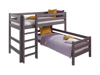 Угловая двухъярусная кровать Соня с прямой лестницей (вариант 7) лаванда