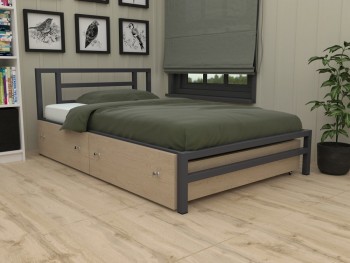Одноярусная кровать Титан 120 с ящиками