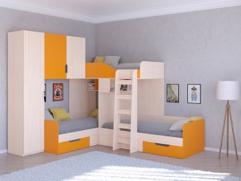 Двухъярусная кровать Трио-1 с тремя спальными местами