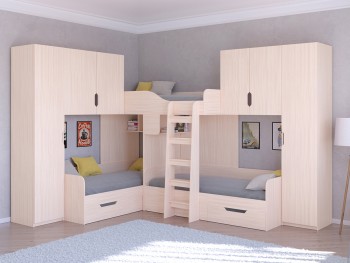Двухъярусная кровать Трио-3 с тремя спальными местами