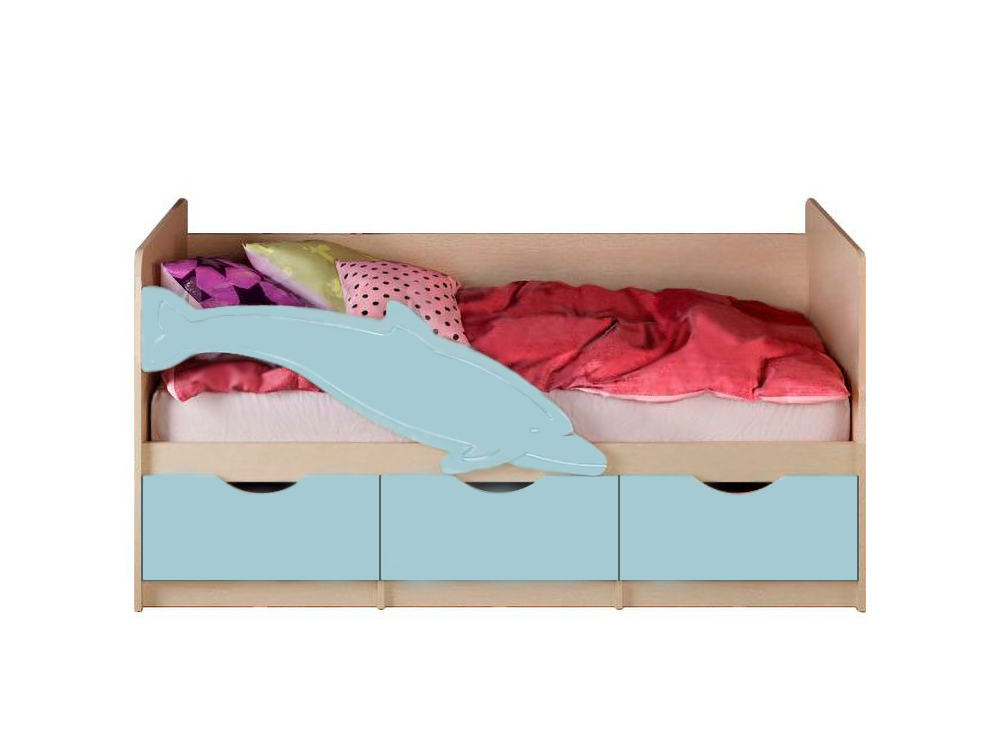 Детская кровать с ящиками и бортиком деревянная односпальная кроватка-дельфин с бортиками одноярусная модель для ребенка 21 фото