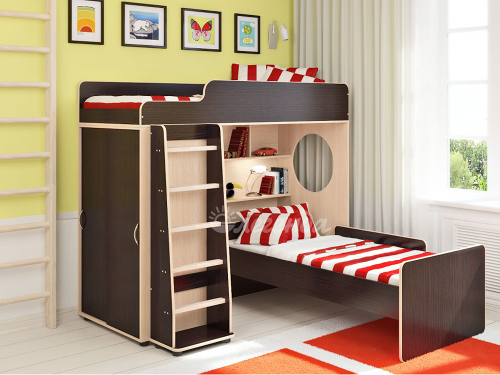 Двухъярусная кровать Легенда 5 комплектация 5 со шкафом / Детские кровати в Москве - интернет магазин мебели для детей Deti-krovati.ru