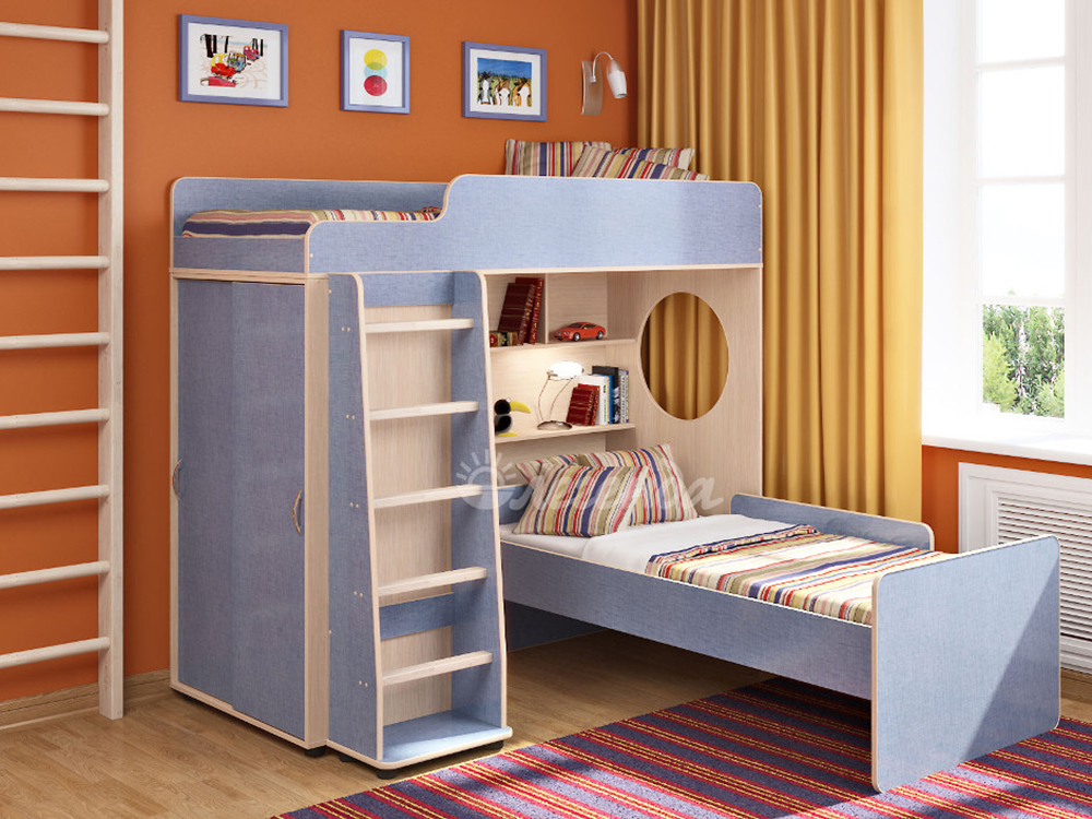 Двухъярусная кровать Легенда 5 комплектация 5 со шкафом / Детские кровати в Москве - интернет магазин мебели для детей Deti-krovati.ru